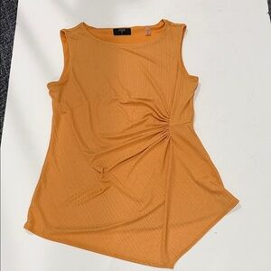 T Tahari Mustard Twist-Front Sleeveless Tank